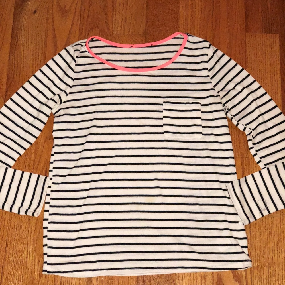 Striped pocket tee with neon piping